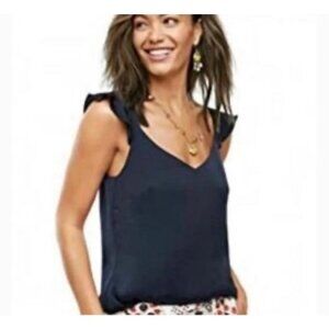 Cabi Handy Cami Navy Blue Flutter Sleeve V-Neck Top Tank Women’s Size Large